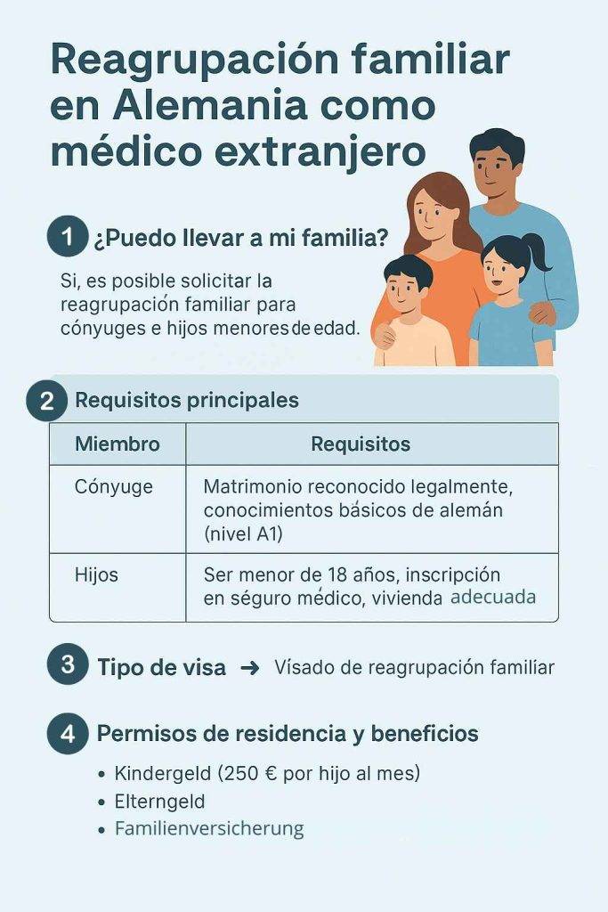 Infografía sobre la reagrupación familiar en Alemania para médicos extranjeros