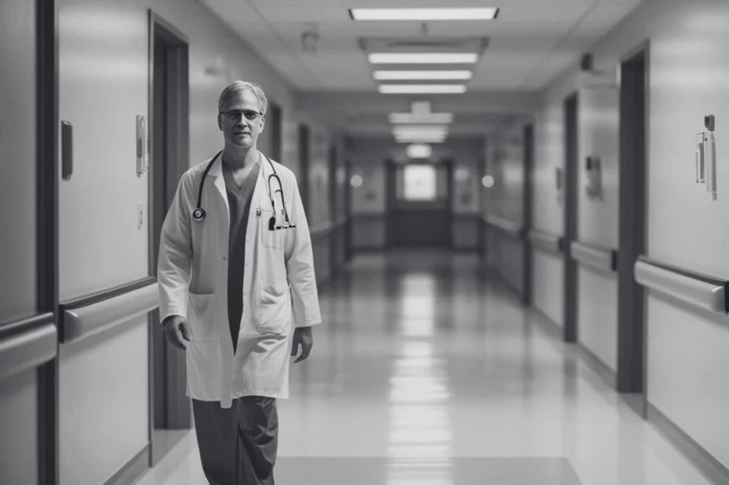 Médico realizando guardia hospitalaria en Alemania